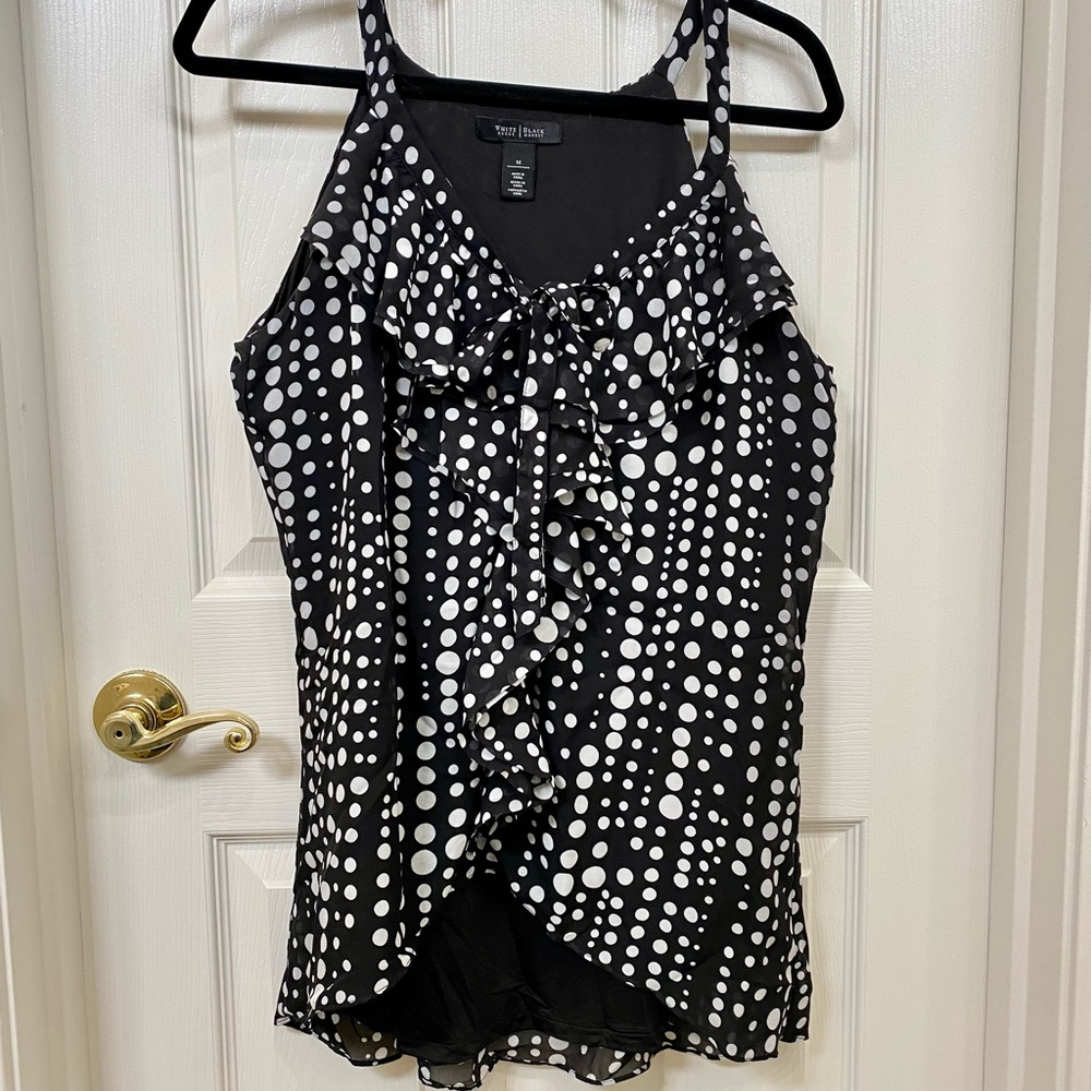 White House Black Market Polka Dot Tank. Size: M. Black & White.